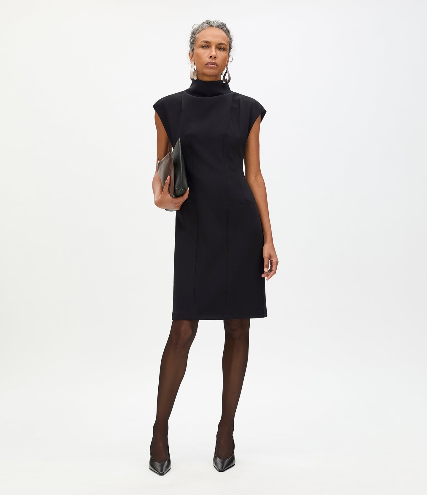 Double Face Cowl Dress | Black