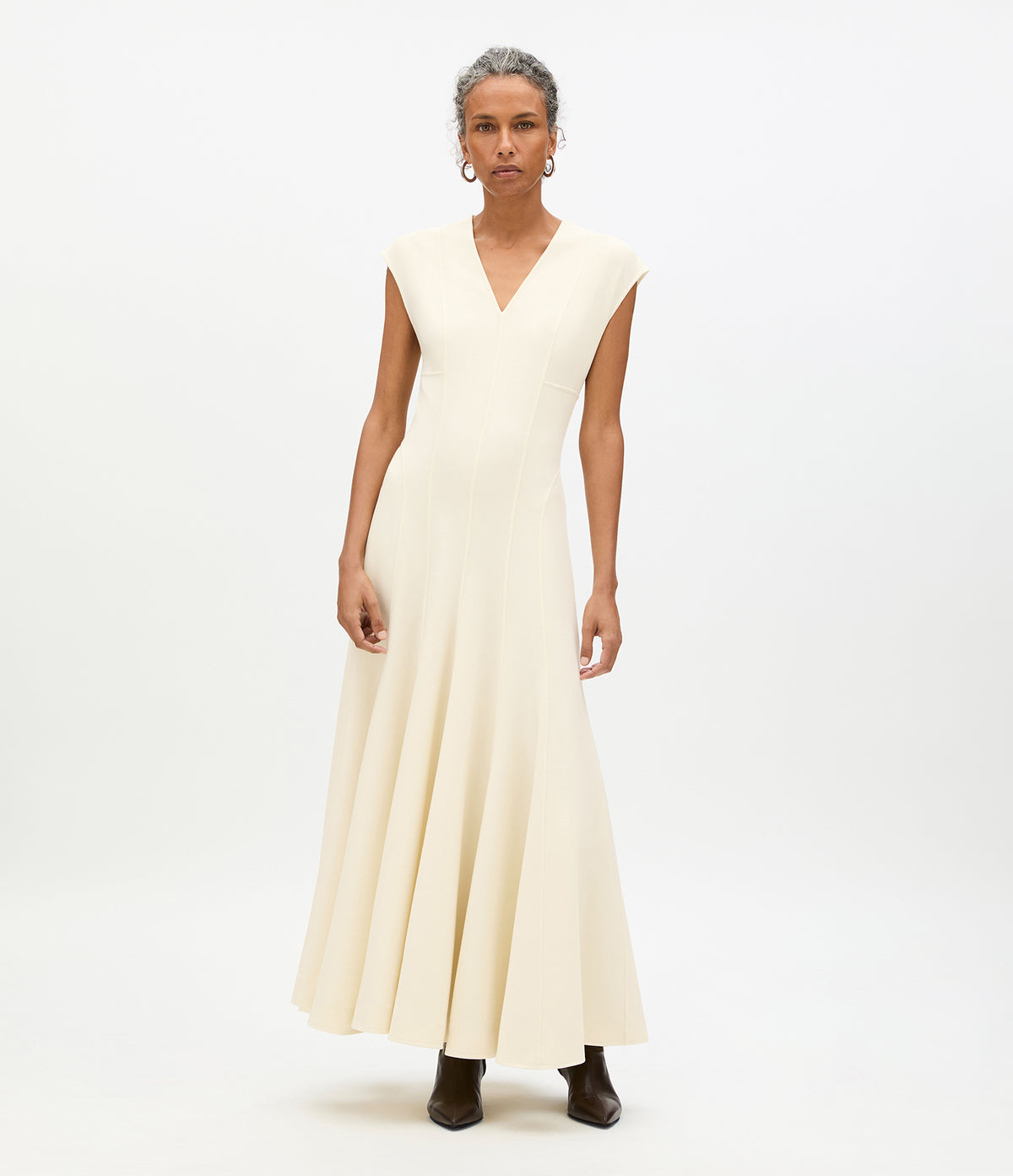 Another Tomorrow Double Face Cutout Dress in Cream – Wool Women's Dress