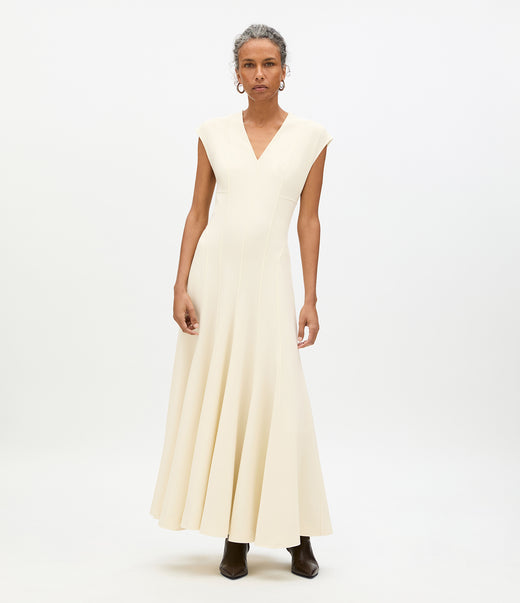 Double Face Cutout Dress | Cream