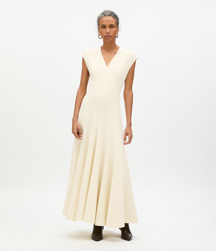 Another Tomorrow Double Face Cutout Dress in Cream – Wool Women's Dress