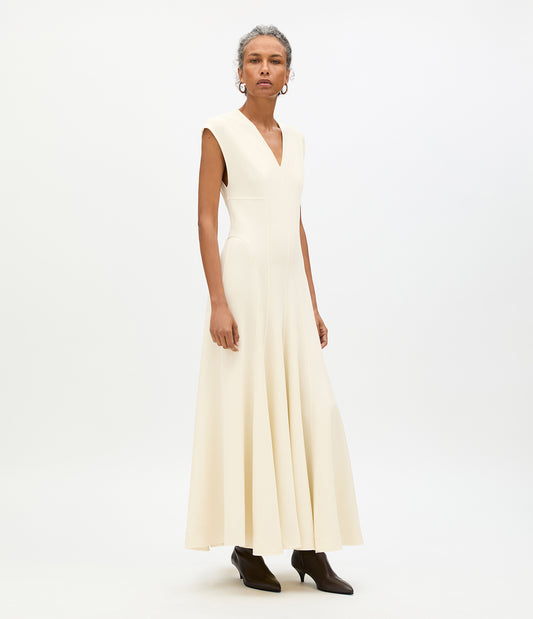Another Tomorrow Double Face Cutout Dress in Cream – Wool Women's Dress