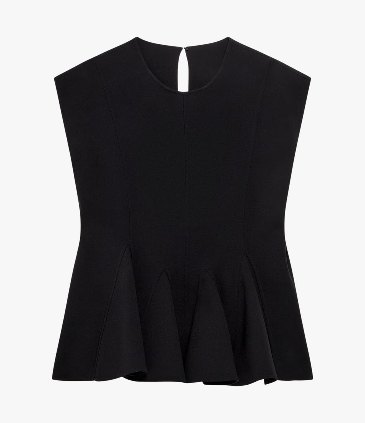 Another Tomorrow Double Face Godet Top in Black – Wool Women's Top