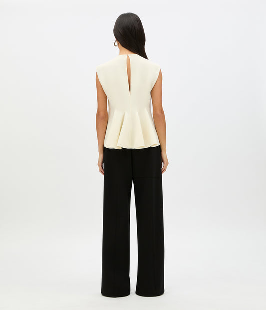 Another Tomorrow Double Face Godet Top in Cream – Wool Women's Top