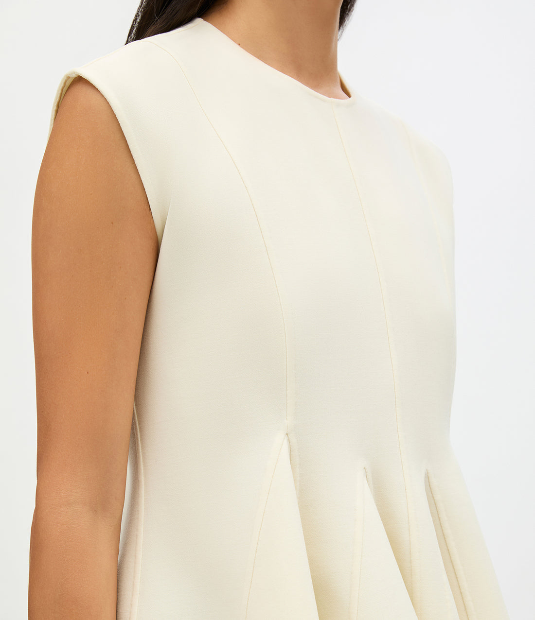 Double Face Godet Top | Cream