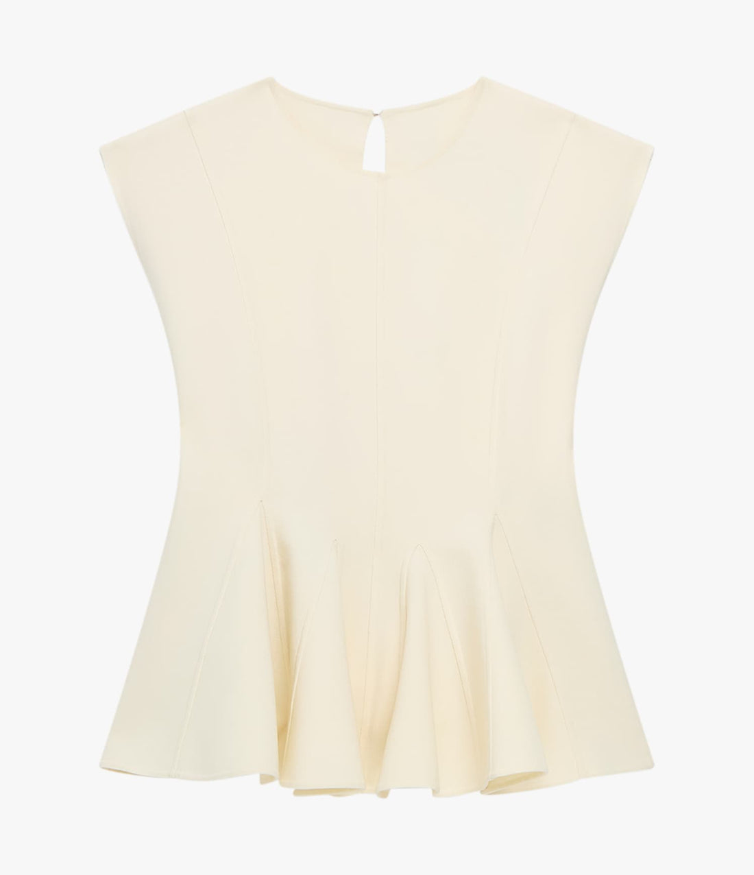 Another Tomorrow Double Face Godet Top in Cream – Wool Women's Top