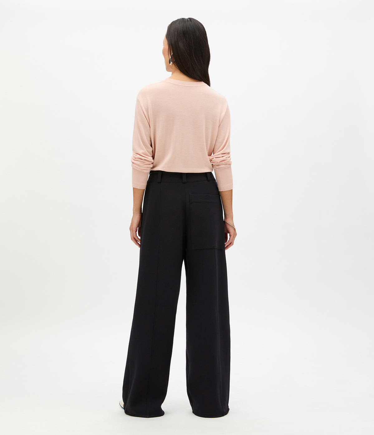 Another Tomorrow Double Face High Waist Pant in Black – Wool Women's Trousers