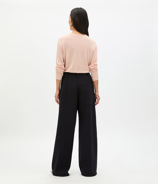 Another Tomorrow Double Face High Waist Pant in Black – Wool Women's Trousers