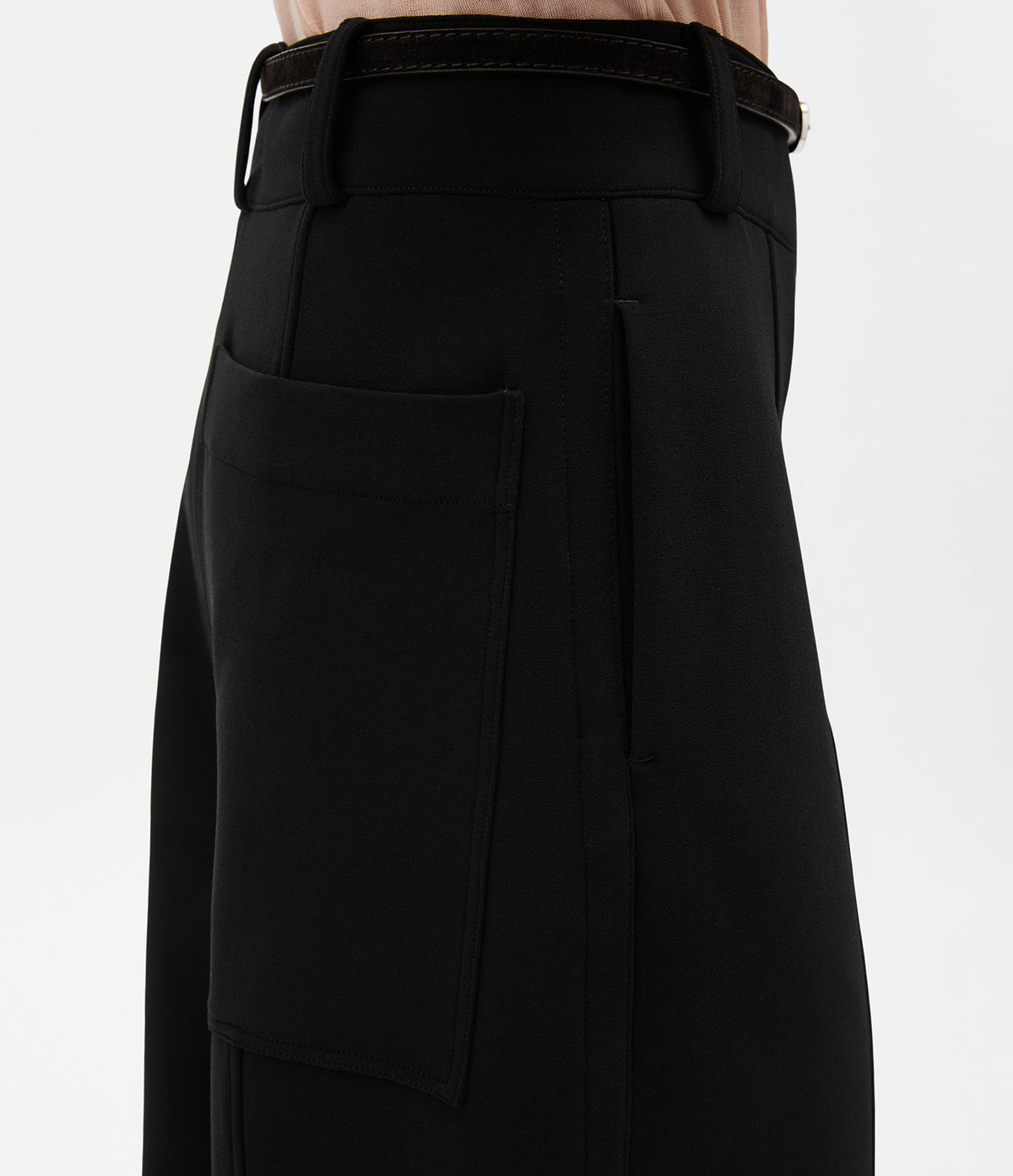 Another Tomorrow Double Face High Waist Pant in Black – Wool Women's Trousers