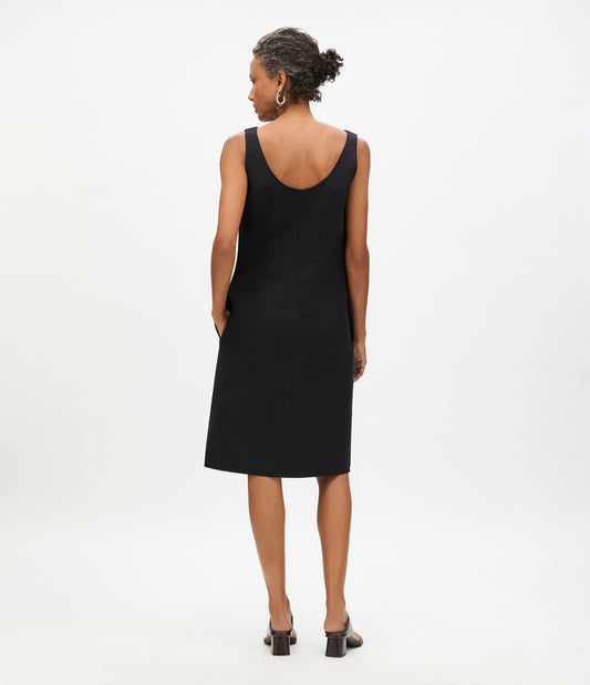 Another Tomorrow Double Face Sheath Dress in Black – Cotton Women's Dress