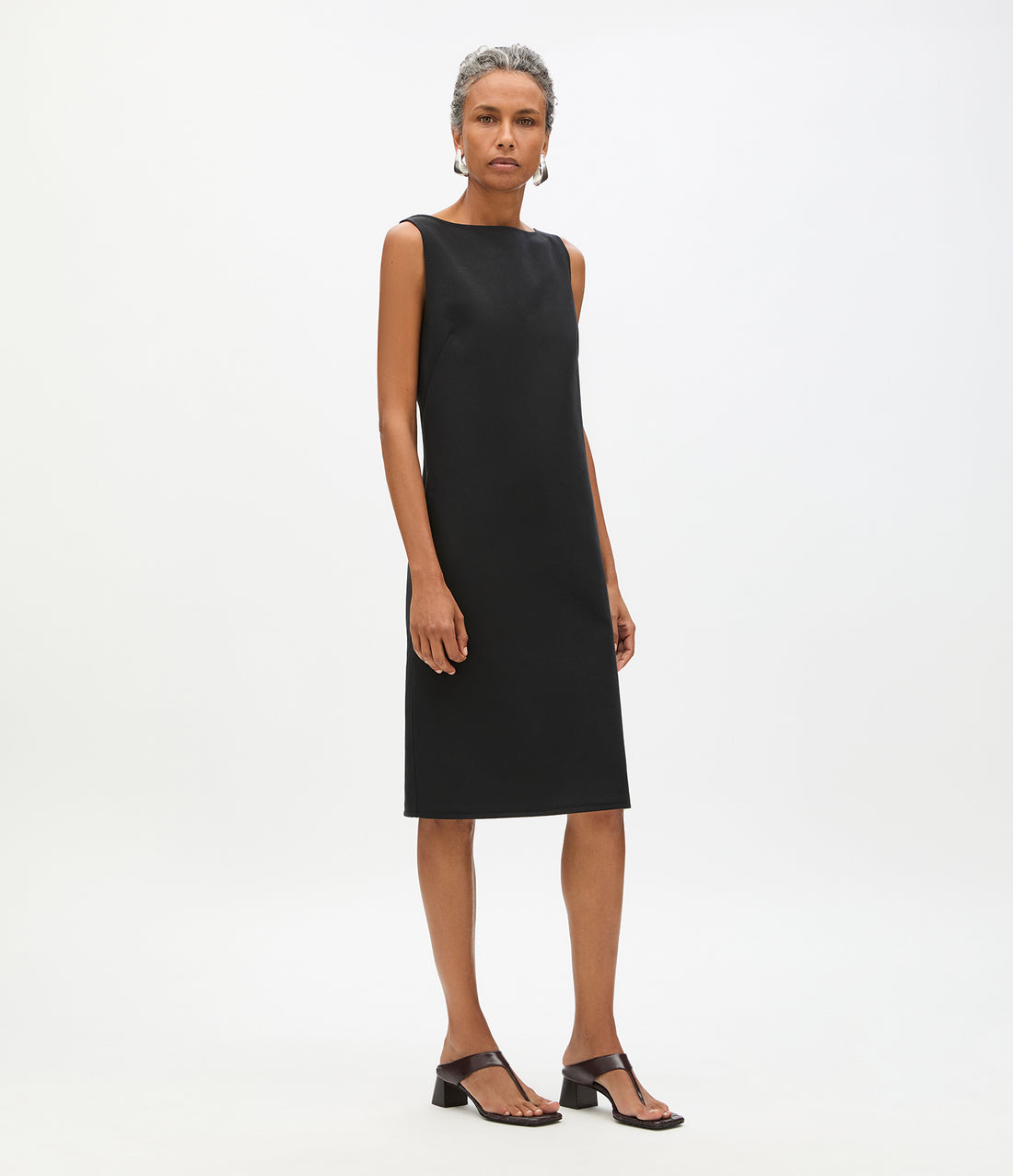 Another Tomorrow Double Face Sheath Dress in Black – Cotton Women's Dress