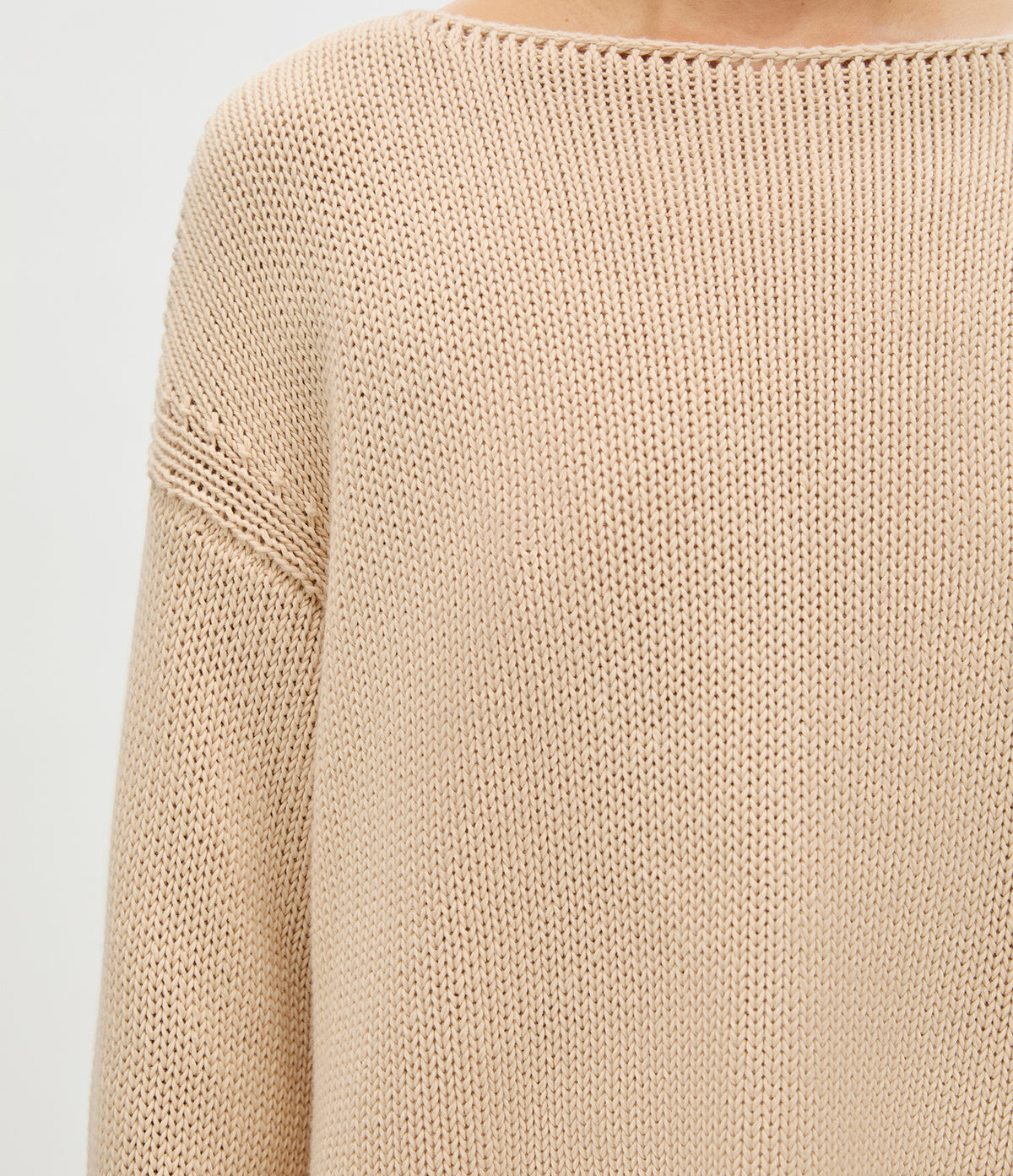 Another Tomorrow Draped Knit Sweater in Sand – Cotton Women's Knitwear