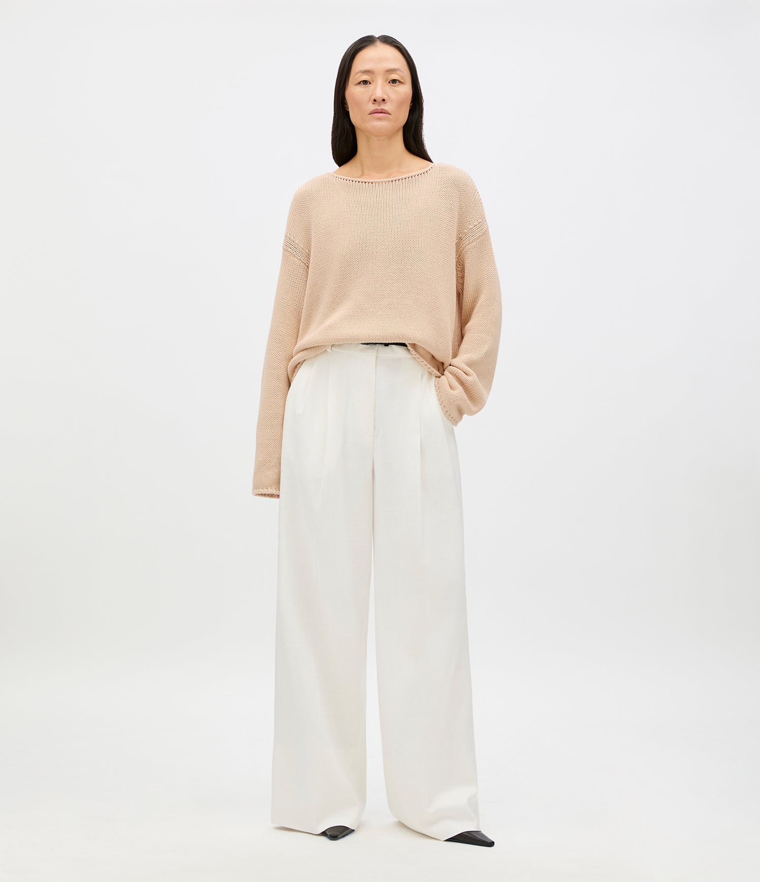 Draped Knit Sweater | Sand – Another Tomorrow