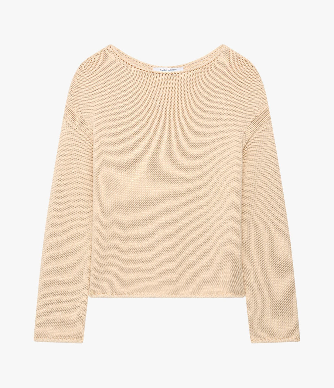 Another Tomorrow Draped Knit Sweater in Sand – Cotton Women's Knitwear