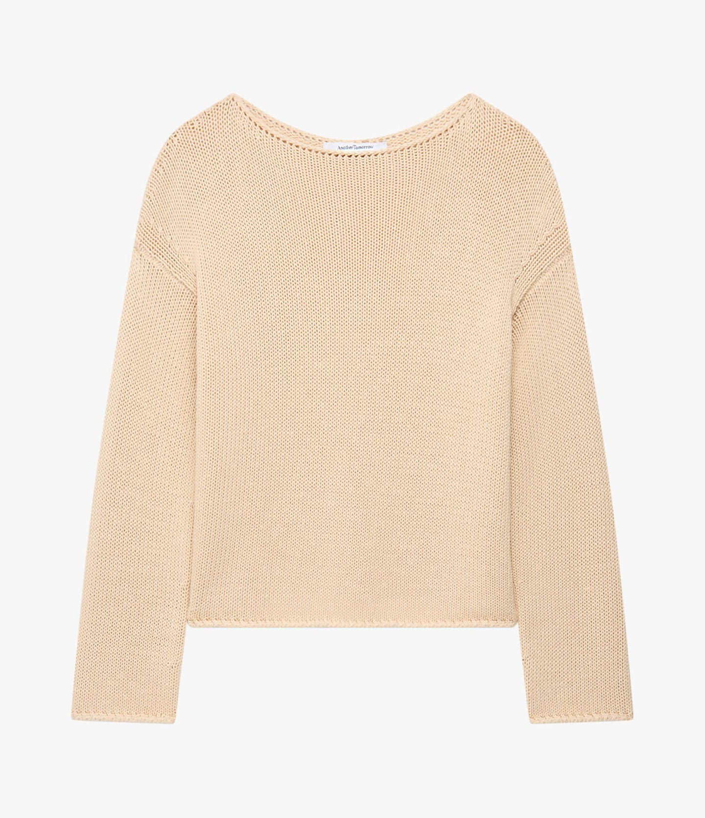 Another Tomorrow Draped Knit Sweater in Sand – Cotton Women's Knitwear