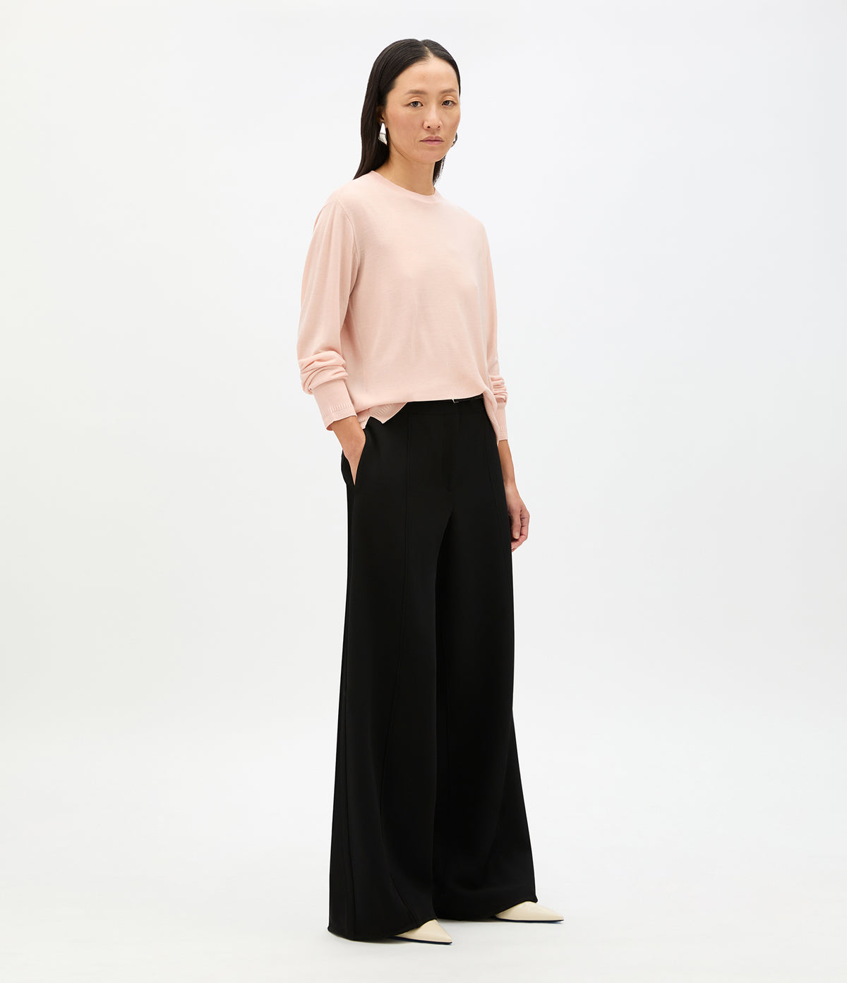 Another Tomorrow Featherweight Crew in Lotus Pink – Wool