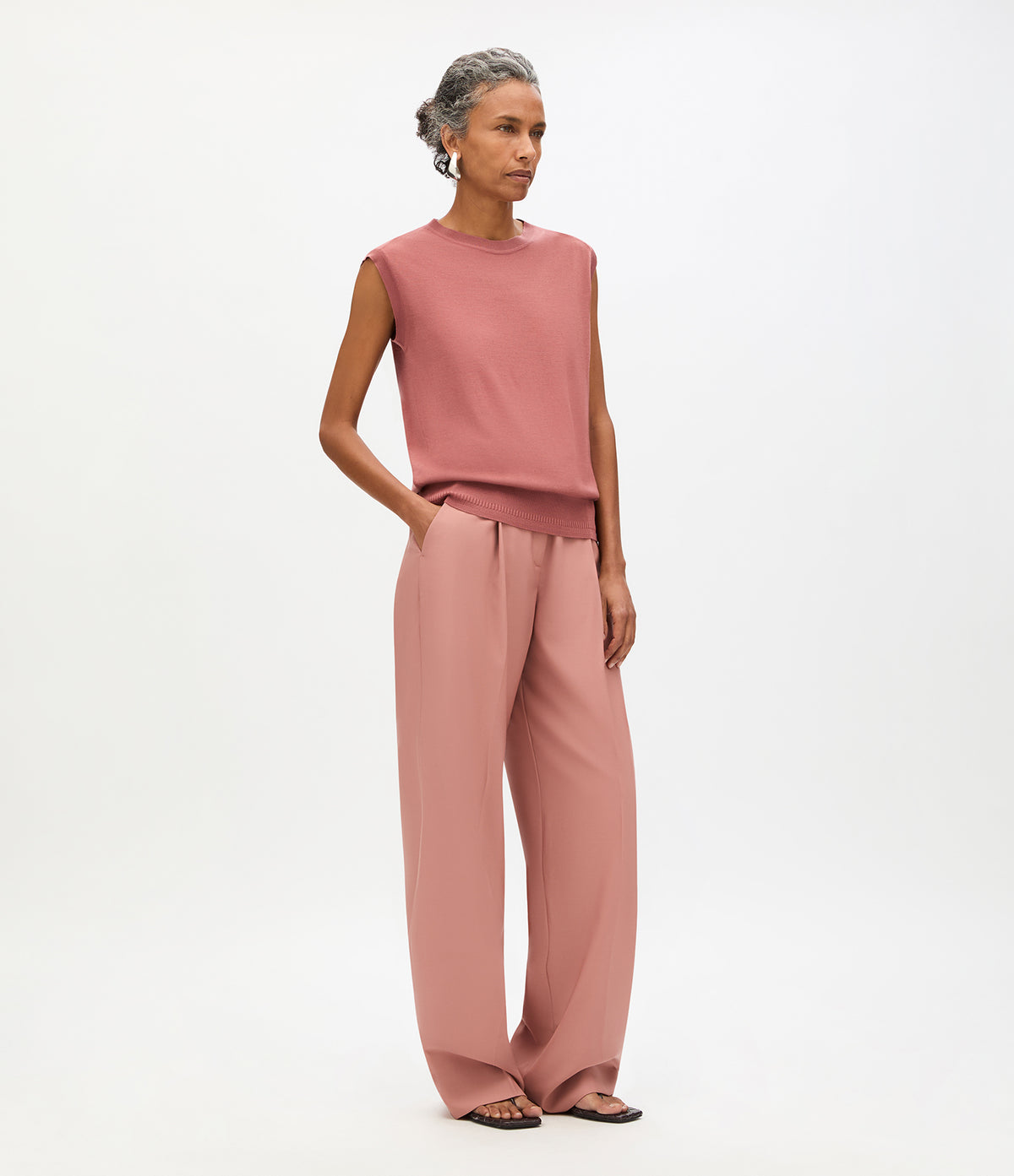Another Tomorrow Featherweight Shell in Earth – Wool Women's Top