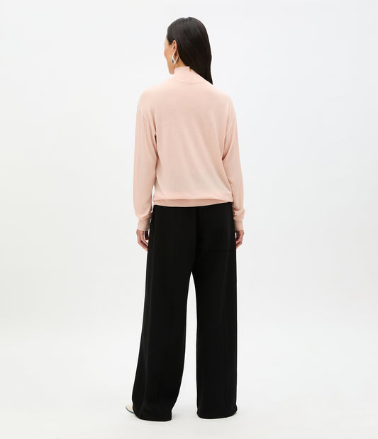 Another Tomorrow Featherweight Turtleneck in Lotus Pink – Wool Women's Knitwear