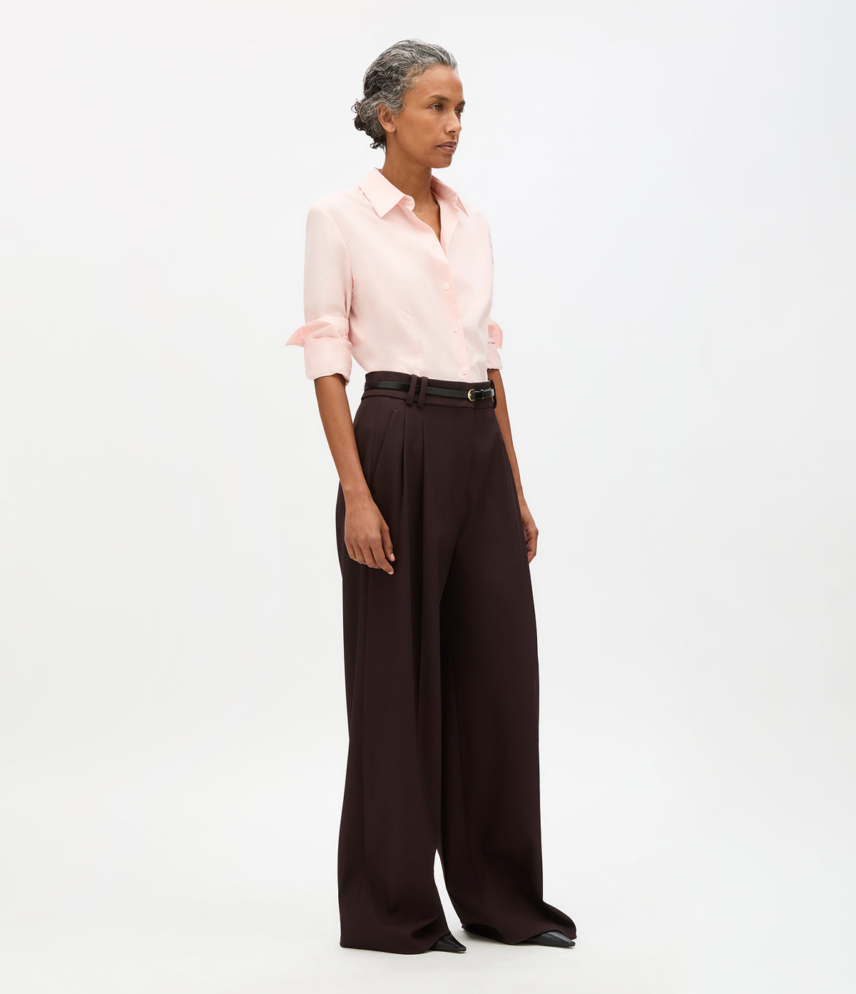 Another Tomorrow Fitted Blouse in Lotus Pink – Cotton Women's Top