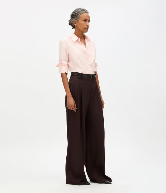 Another Tomorrow Fitted Blouse in Lotus Pink – Cotton Women's Top