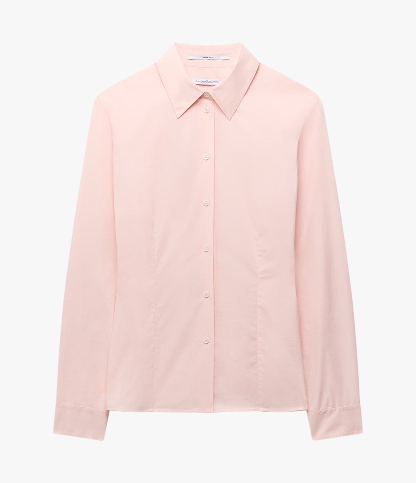 Another Tomorrow Fitted Blouse in Lotus Pink – Cotton Women's Top