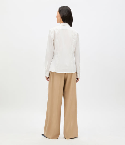 Another Tomorrow Fitted Blouse in White – Cotton Women's Top