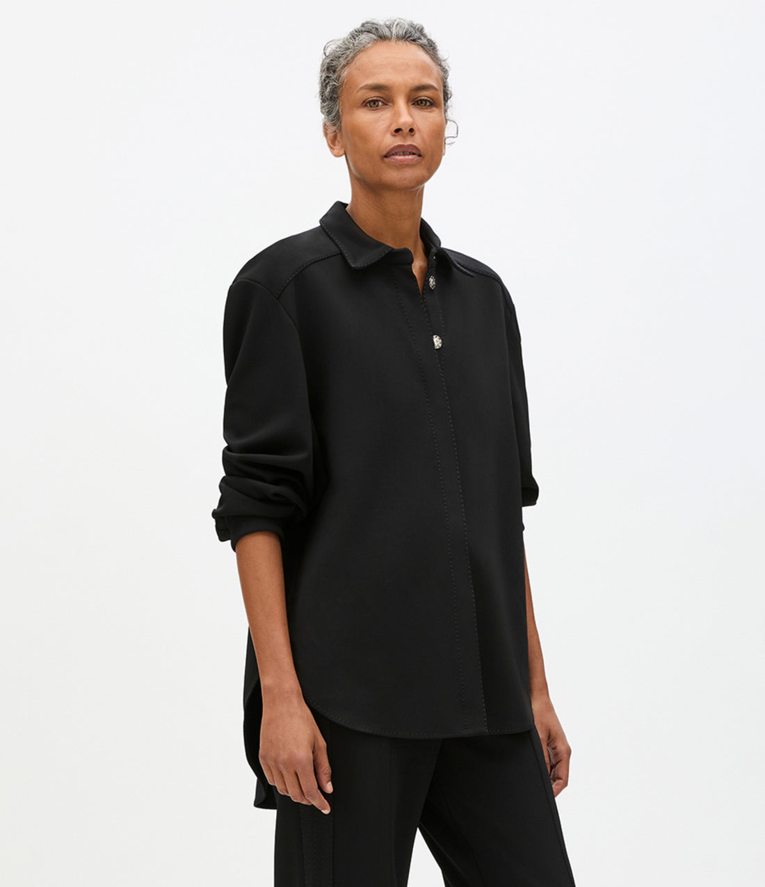 Fluid Jersey Blouse | Black