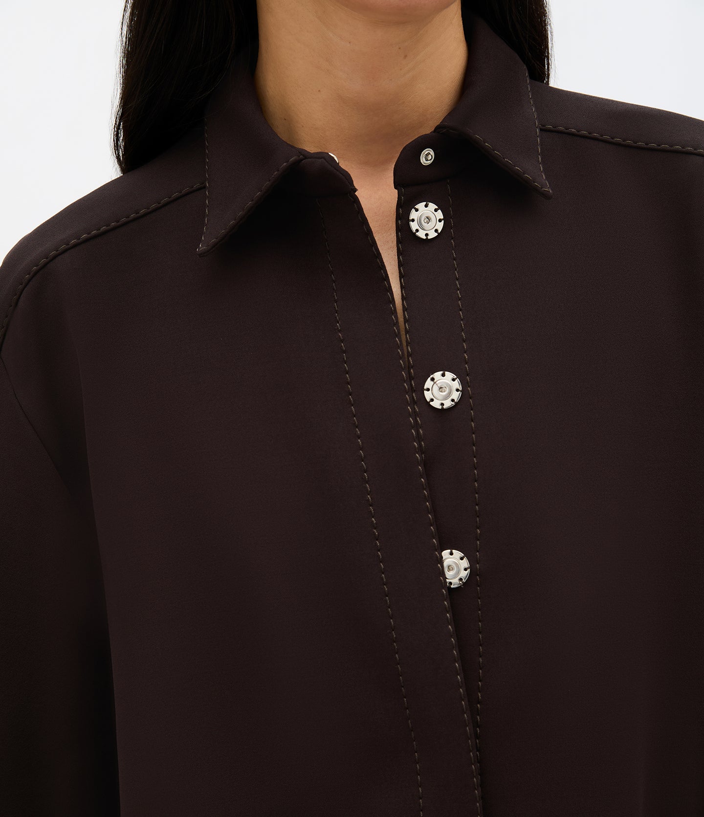 Fluid Jersey Blouse | Dark Chocolate