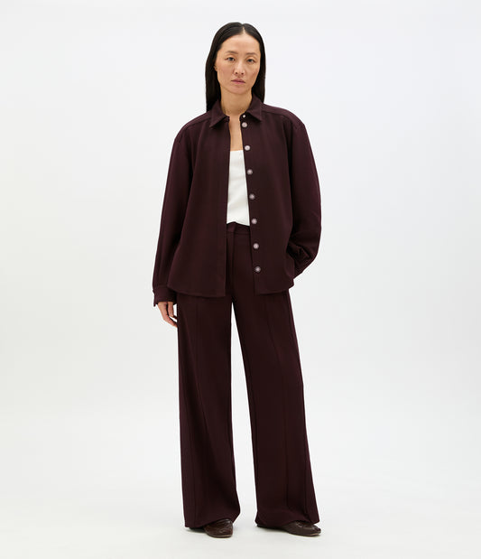 Another Tomorrow Fluid Jersey Track Pant in Dark Chocolate – Viscose Women's Trousers
