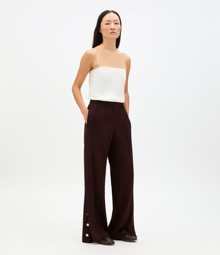 Another Tomorrow Fluid Jersey Track Pant in Dark Chocolate – Viscose Women's Trousers