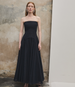 Another Tomorrow Full Skirt Gingham Dress in Black – Viscose Women's Dress