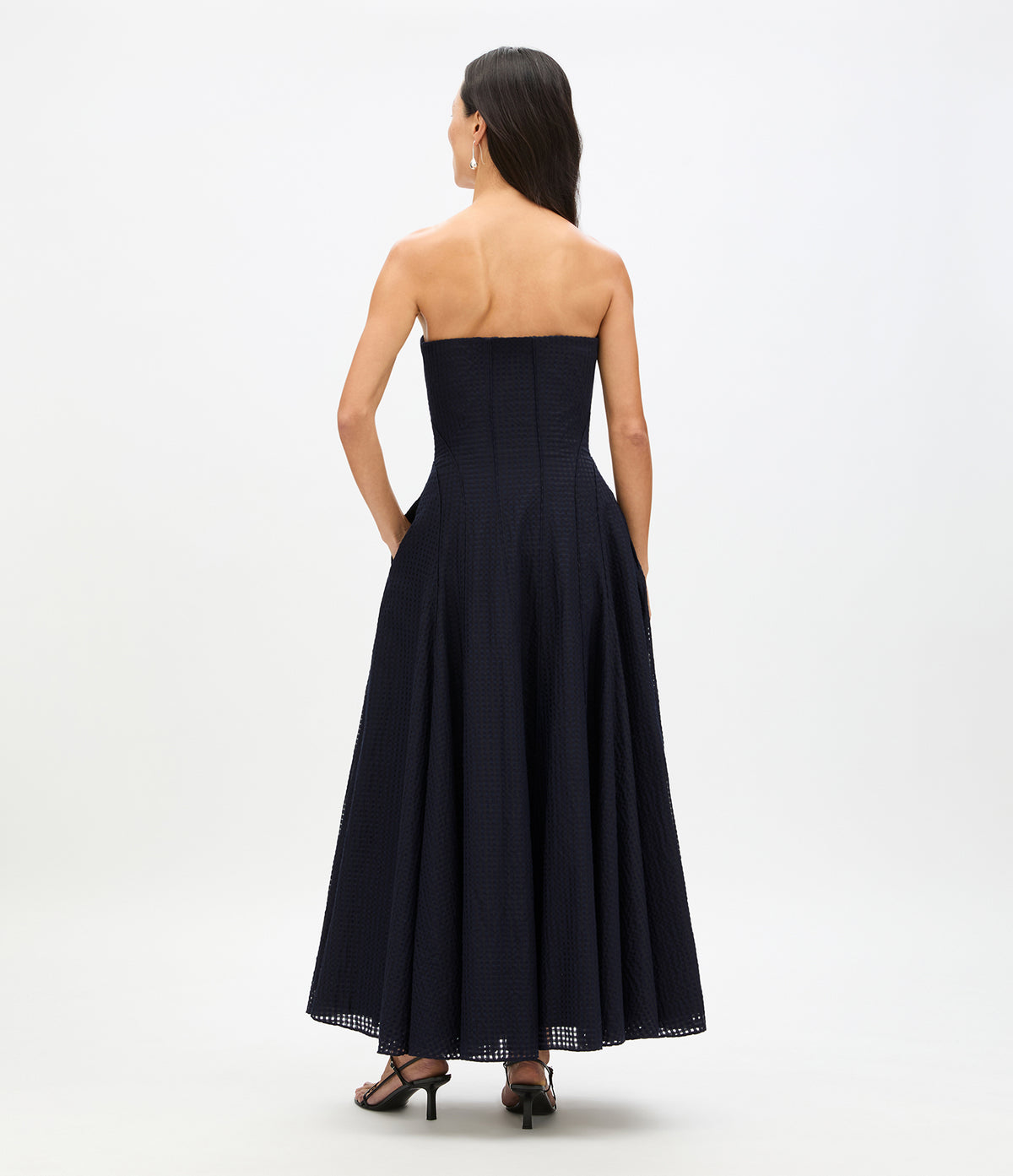 Another Tomorrow Full Skirt Gingham Dress in Black – Viscose Women's Dress