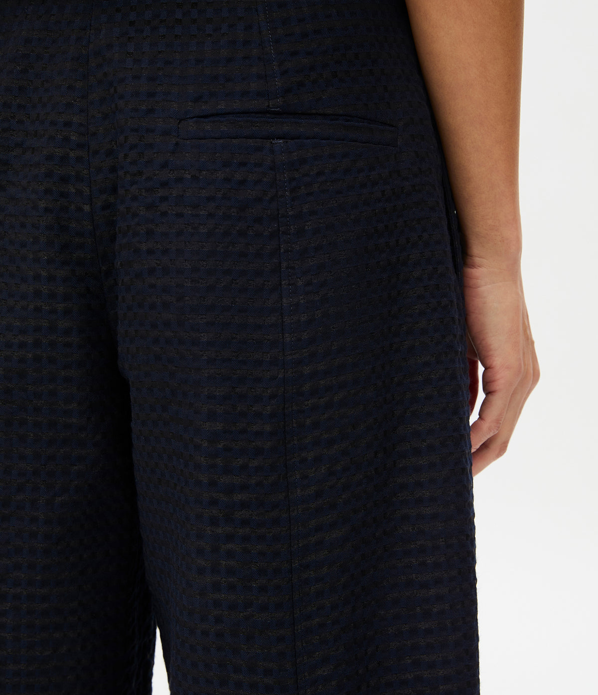 Another Tomorrow Gingham Bermuda Short in Black – Viscose Women's Trousers