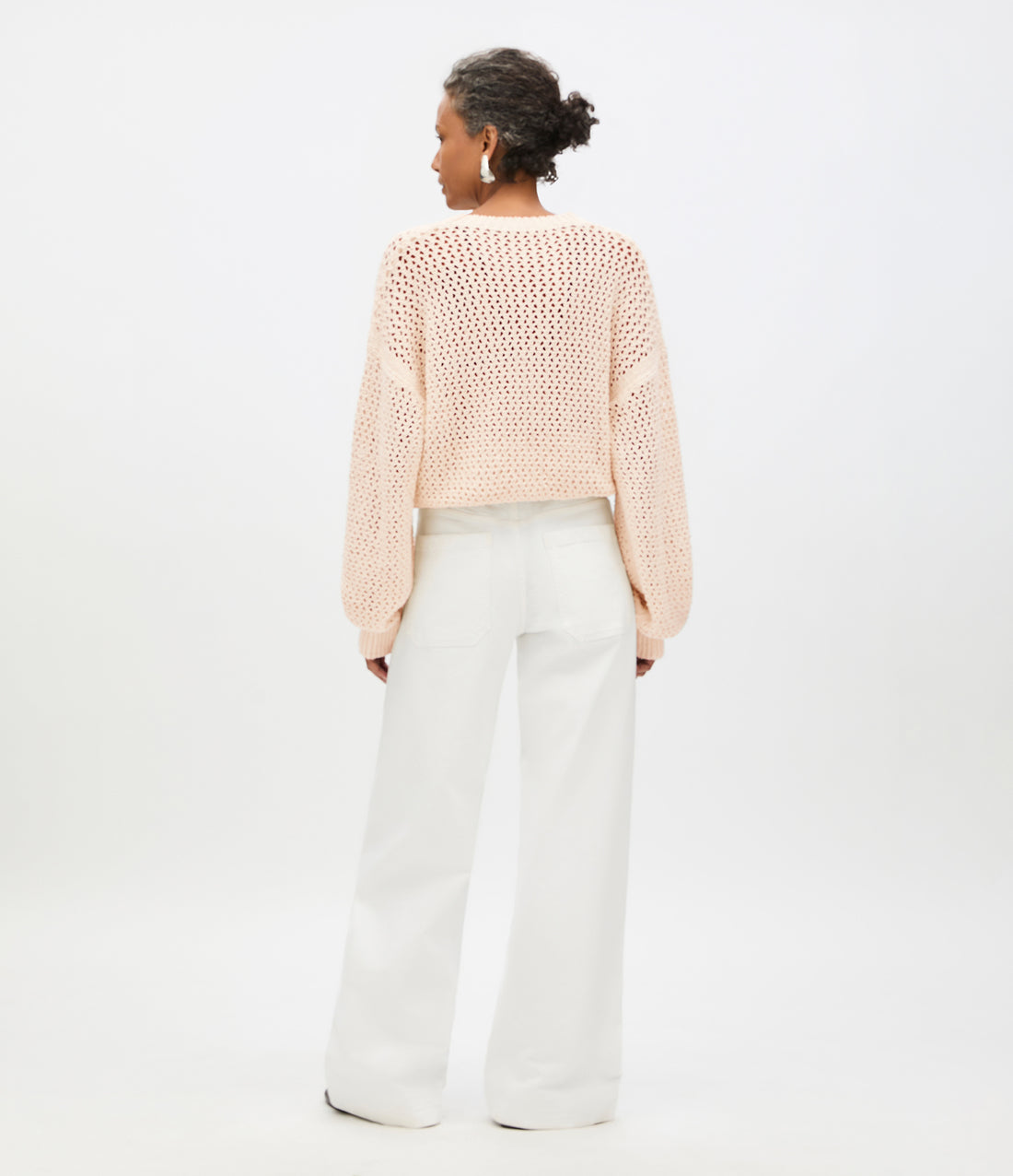 Open Knit Crewneck | Ecru