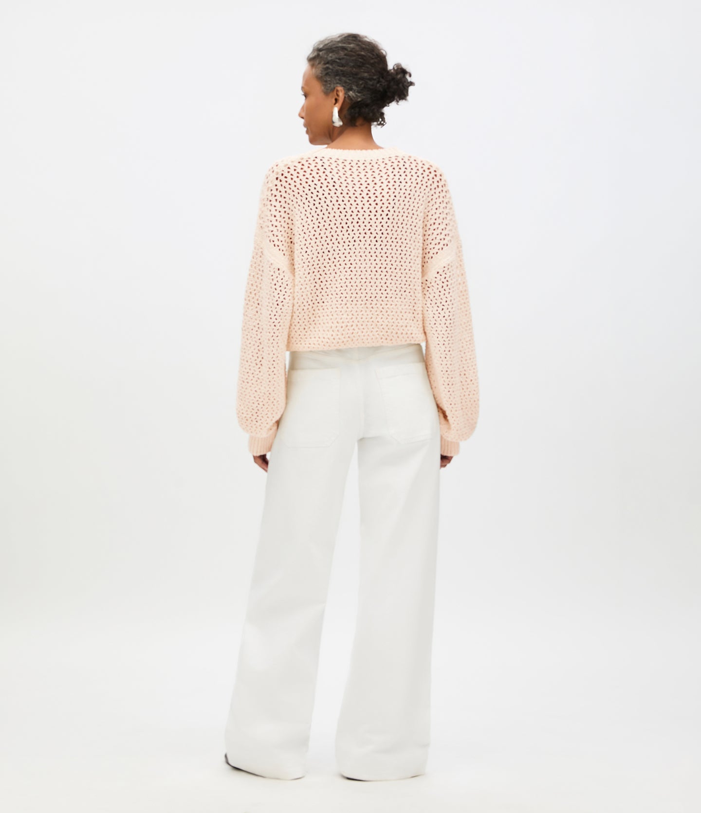 Open Knit Crewneck | Ecru