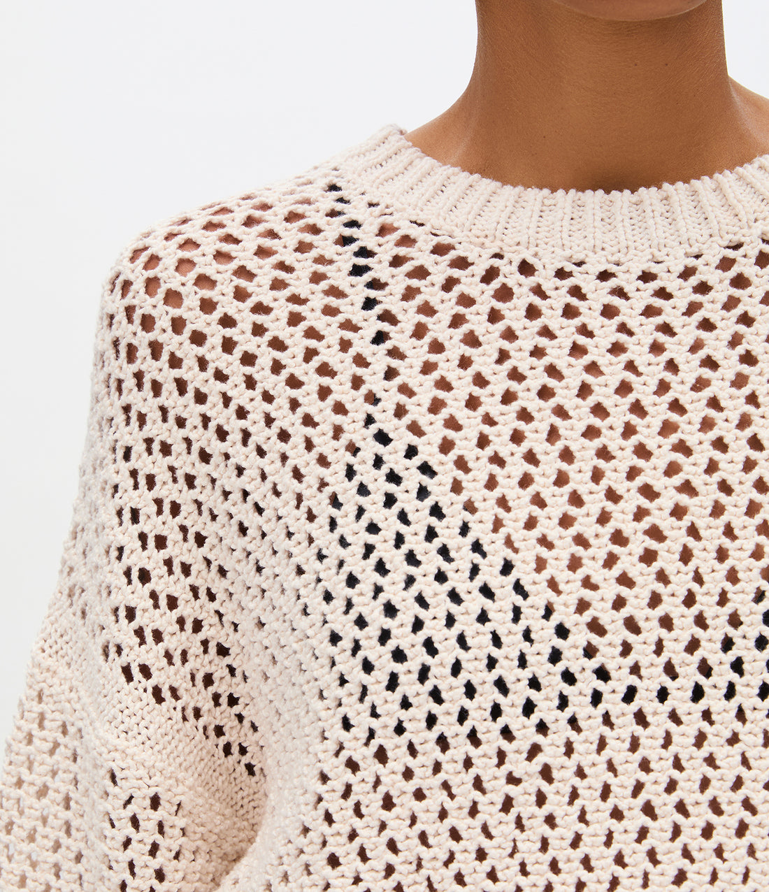 Open Knit Crewneck | Ecru