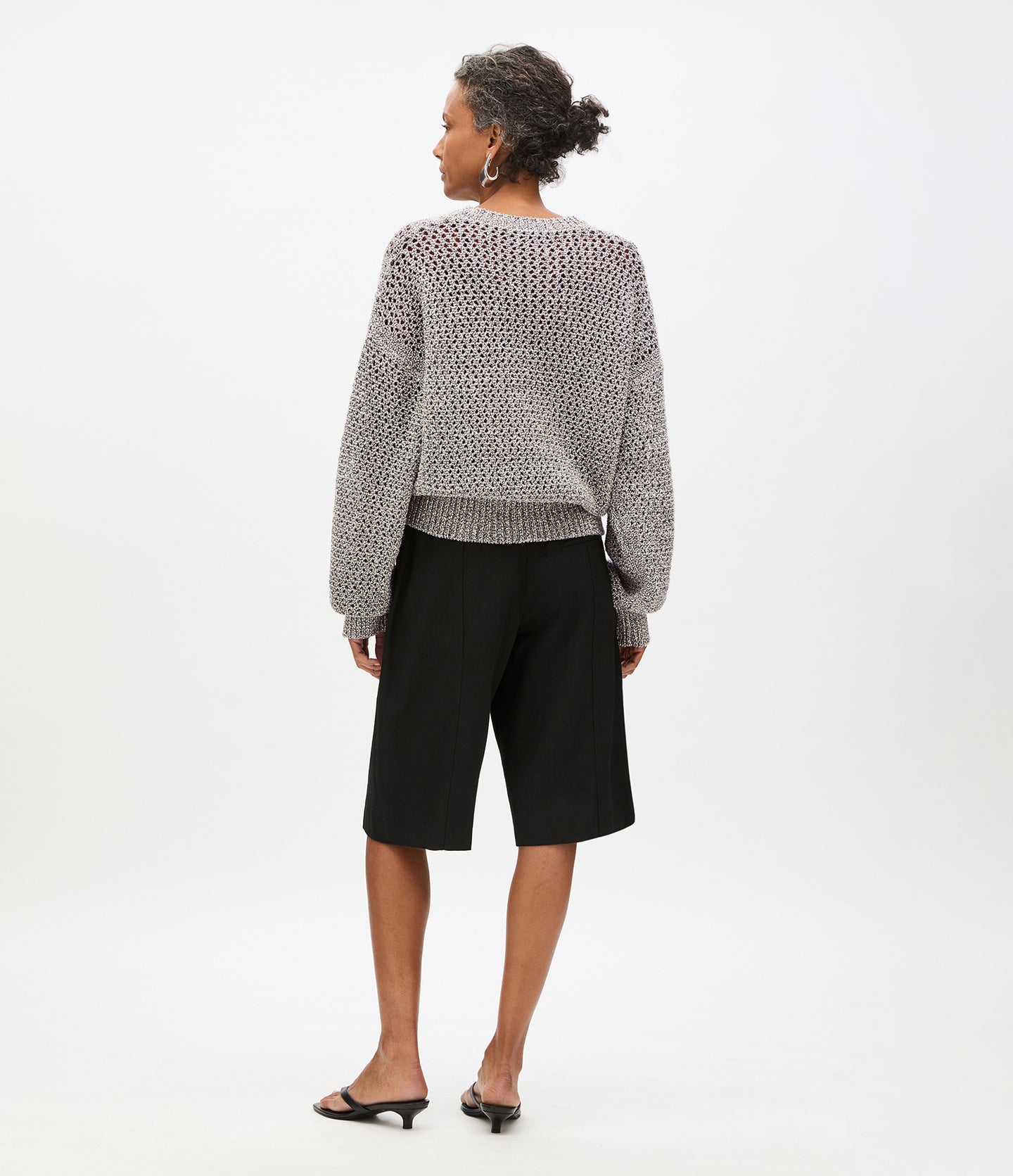 Open Knit Crewneck | Black Ecru