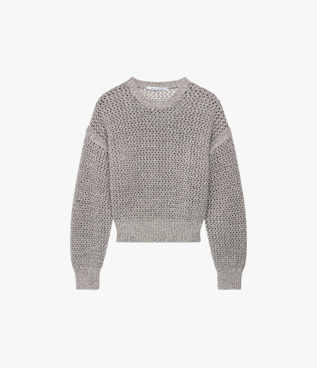 Open Knit Crewneck | Black Ecru