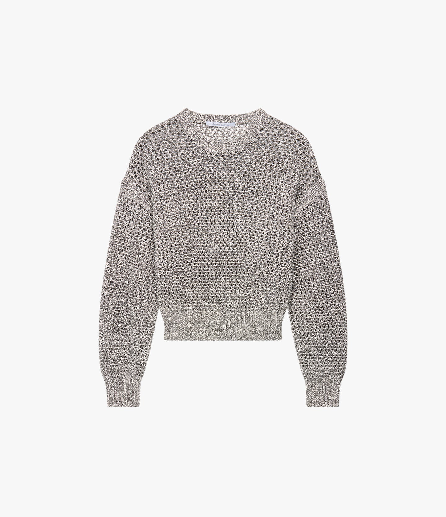 Open Knit Crewneck | Black Ecru