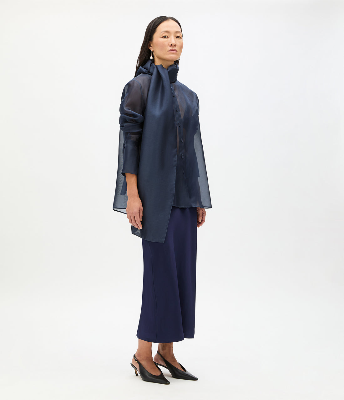 Organza Bow Blouse | Indigo