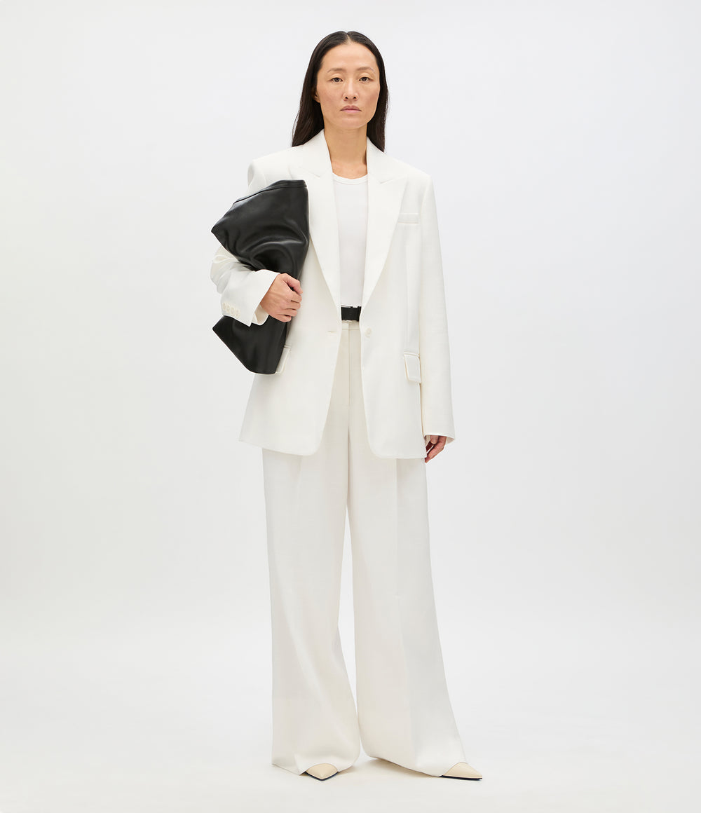 Another Tomorrow Oversized Tailored Jacket in Off White – Cotton Women's Jacket