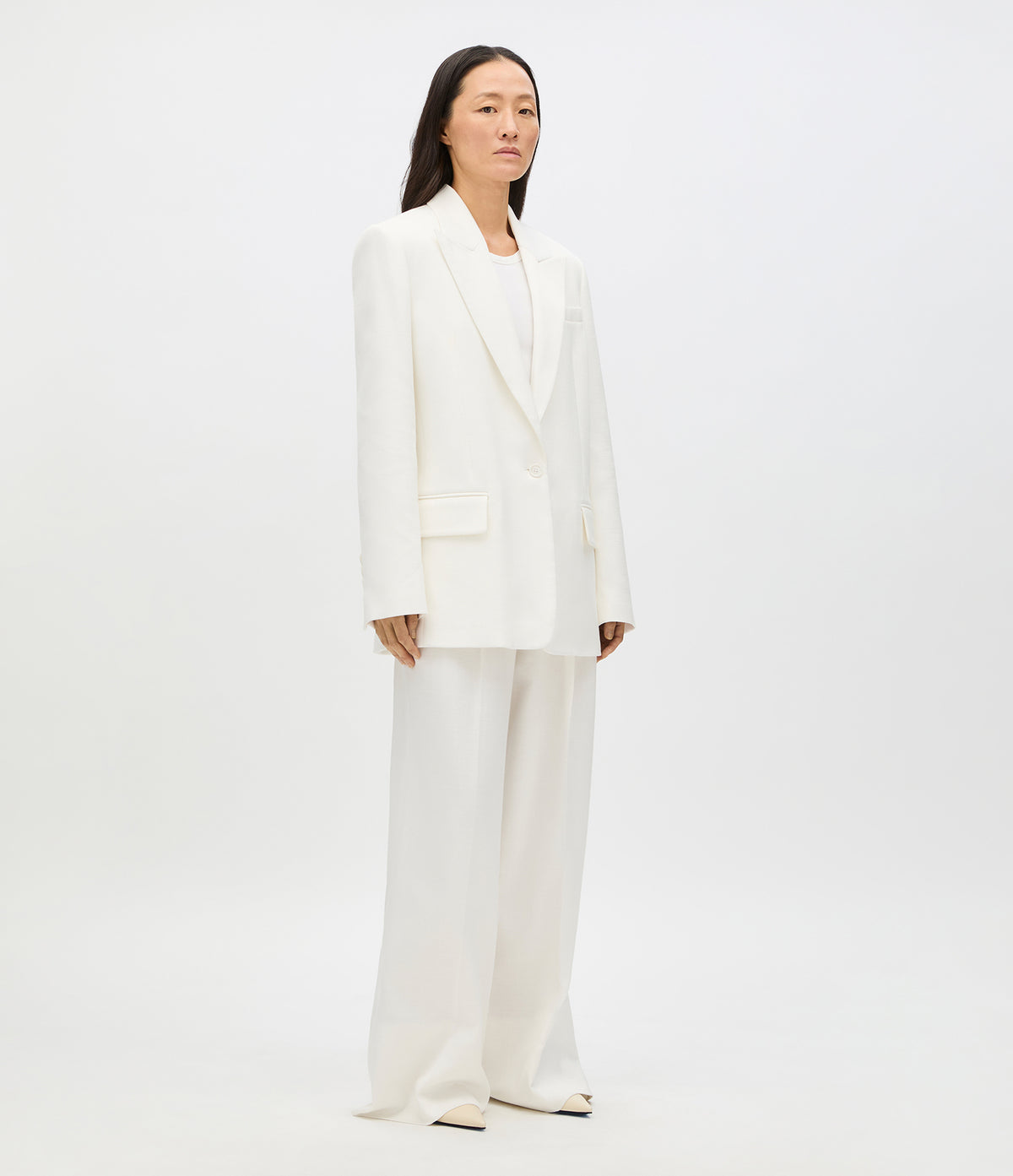 Another Tomorrow Oversized Tailored Jacket in Off White – Cotton Women's Jacket