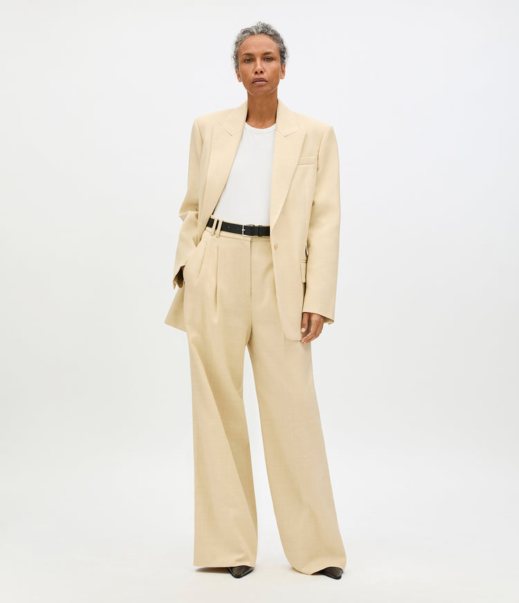 Another Tomorrow Oversized Tailored Jacket in Sand – Cotton Women's Jacket