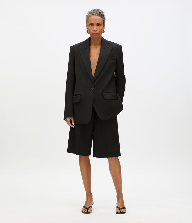 Another Tomorrow Oversized Tailored Jacket in Black – Cotton Women's Jacket