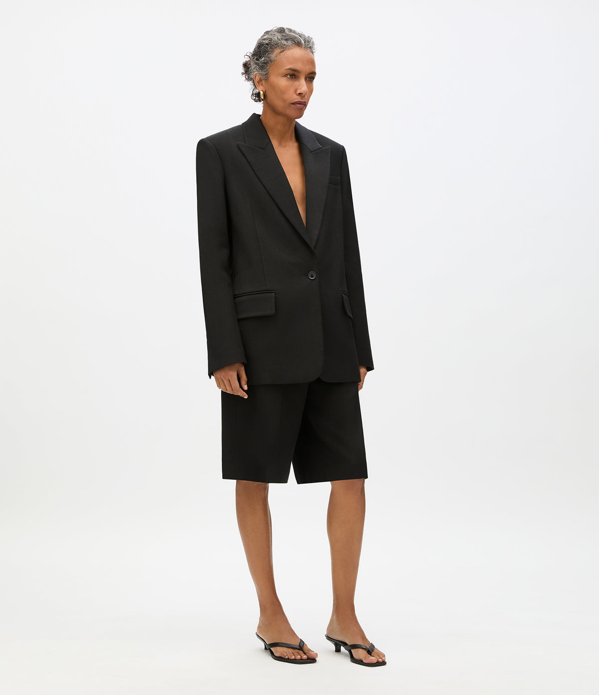 Another Tomorrow Oversized Tailored Jacket in Black – Cotton Women's Jacket