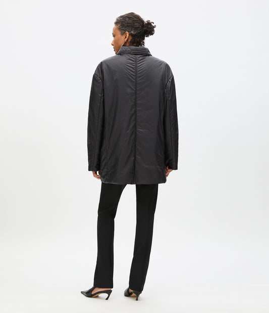 Another Tomorrow Padded Balmacaan in Black – Nylon Women's Outerwear