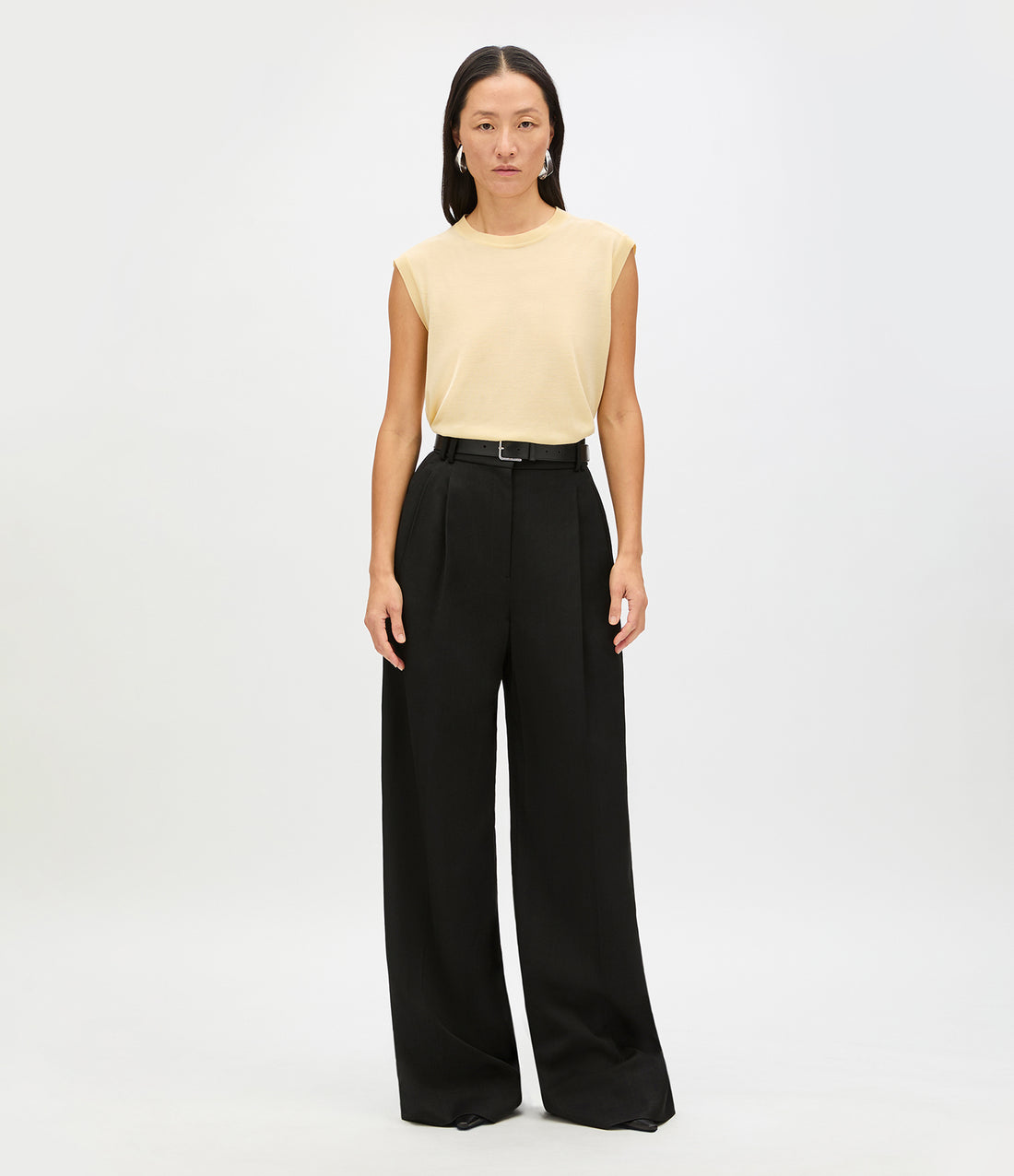 High Waisted Pleated Trouser | Black