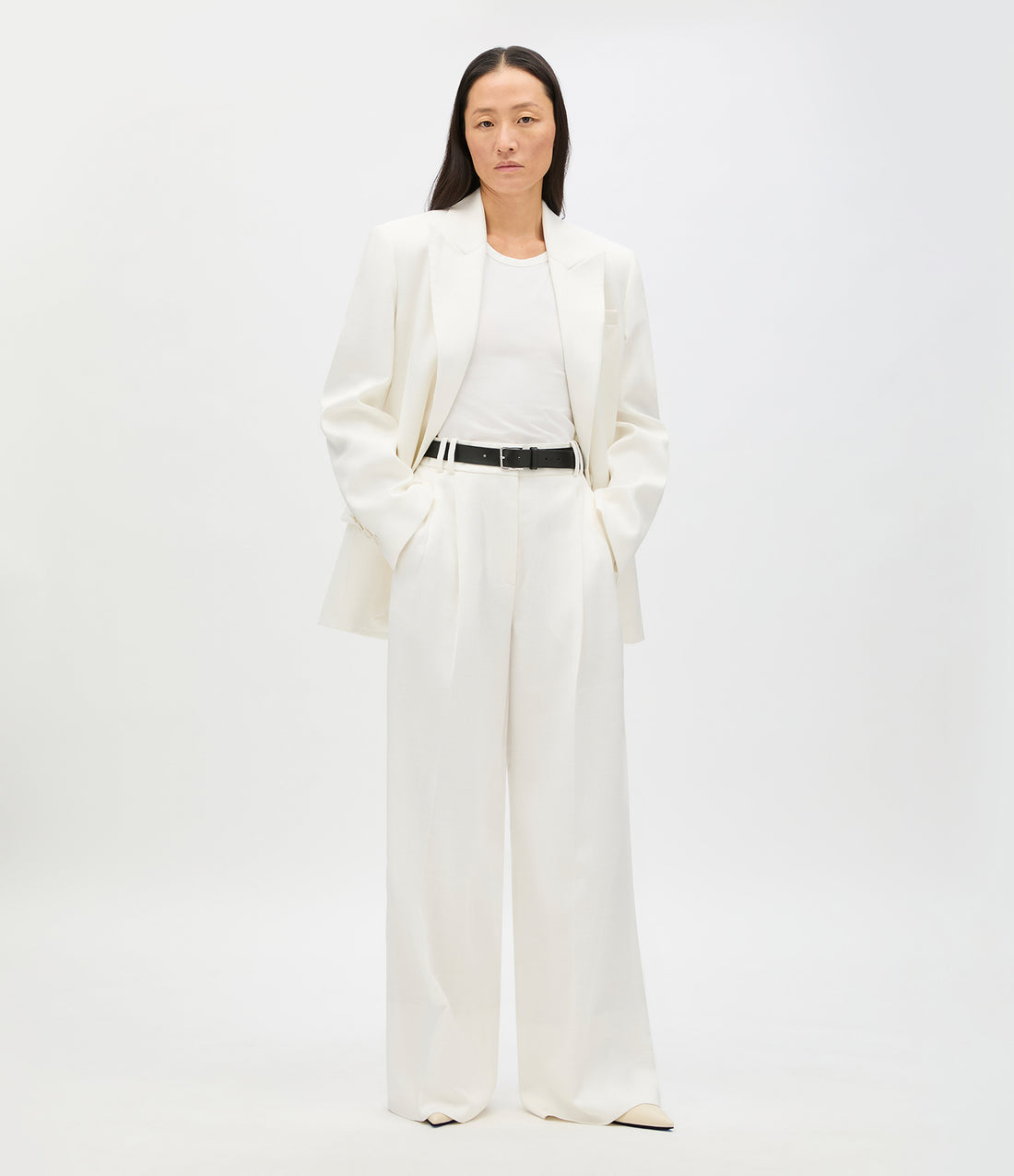 High Waisted Pleated Trouser | Off White