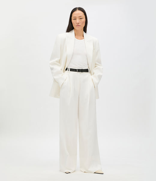 High Waisted Pleated Trouser | Off White