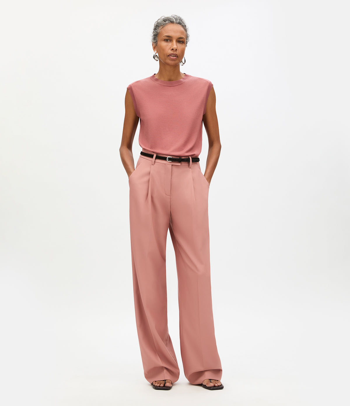 Another Tomorrow Relaxed Wide Leg Pant in Canyon – Wool Women's Trousers
