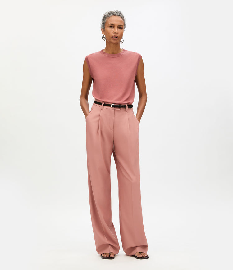 Another Tomorrow Relaxed Wide Leg Pant in Canyon – Wool Women's Trousers